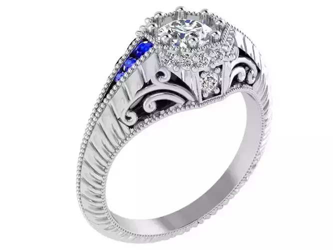 Blue and white Diamond ring 2630 3D print model