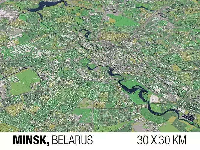Minsk Belarus 30x30km City Map