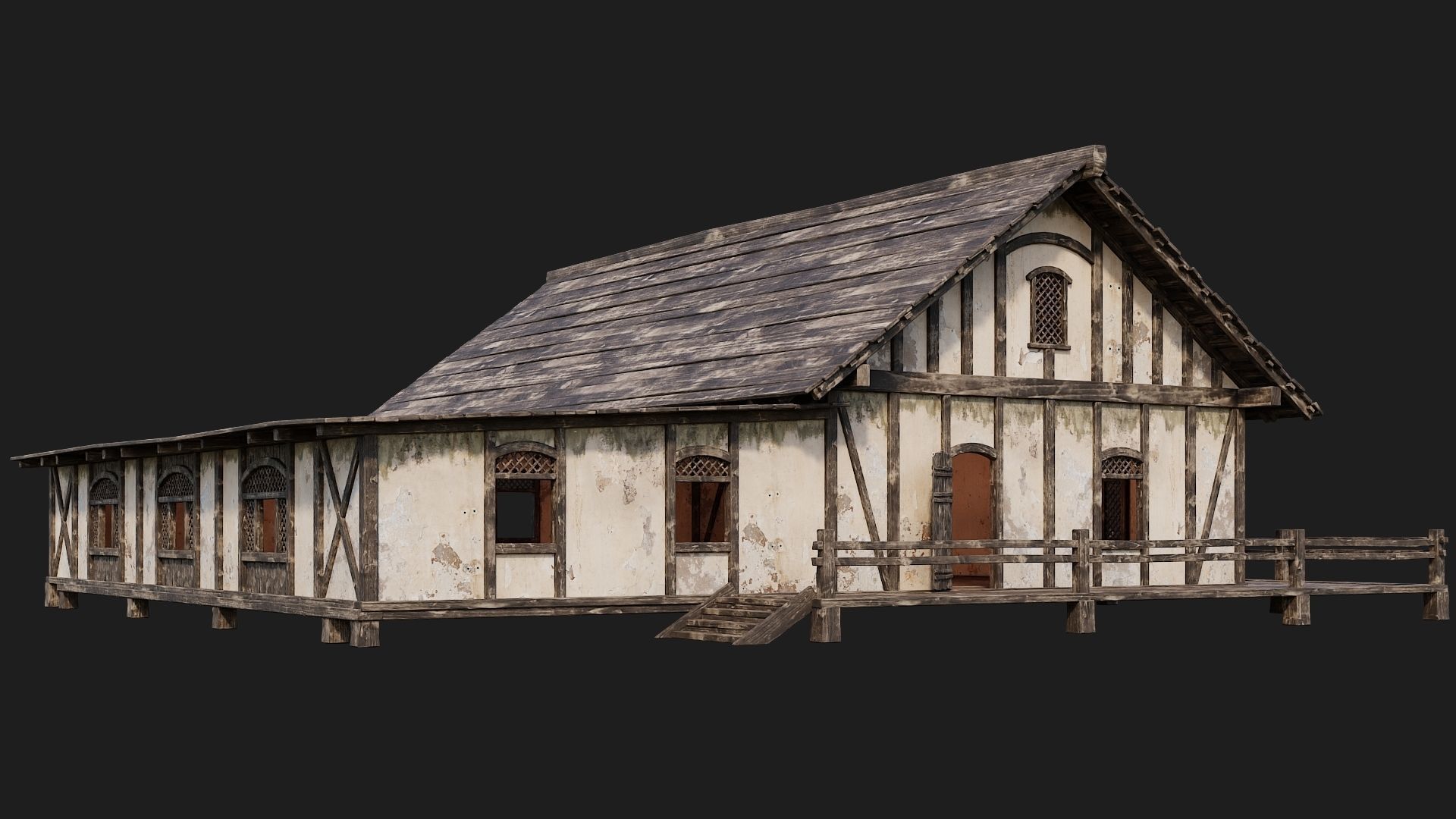 Old Medieval House 4K Textures GameReady 154 Low-poly 3D model_1