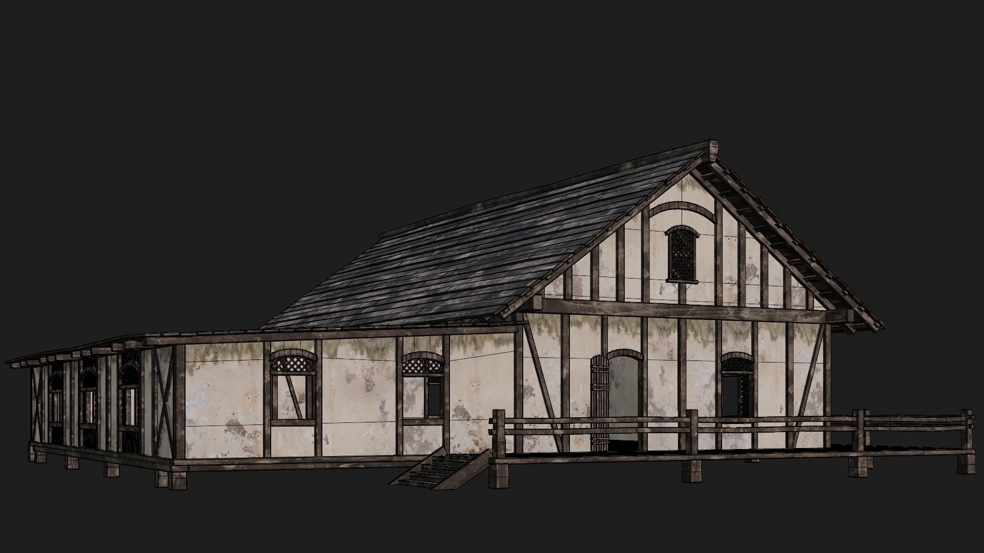 Old Medieval House 4K Textures GameReady 154 Low-poly 3D model_7