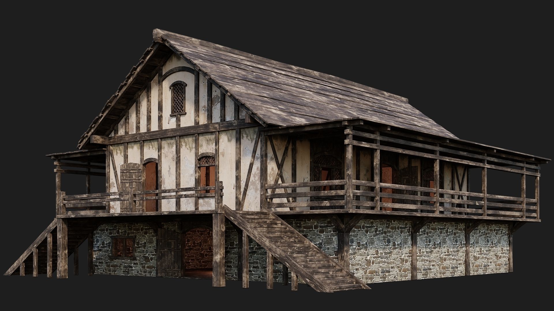 Old Medieval House 4K Textures GameReady 156 Low-poly 3D model_8