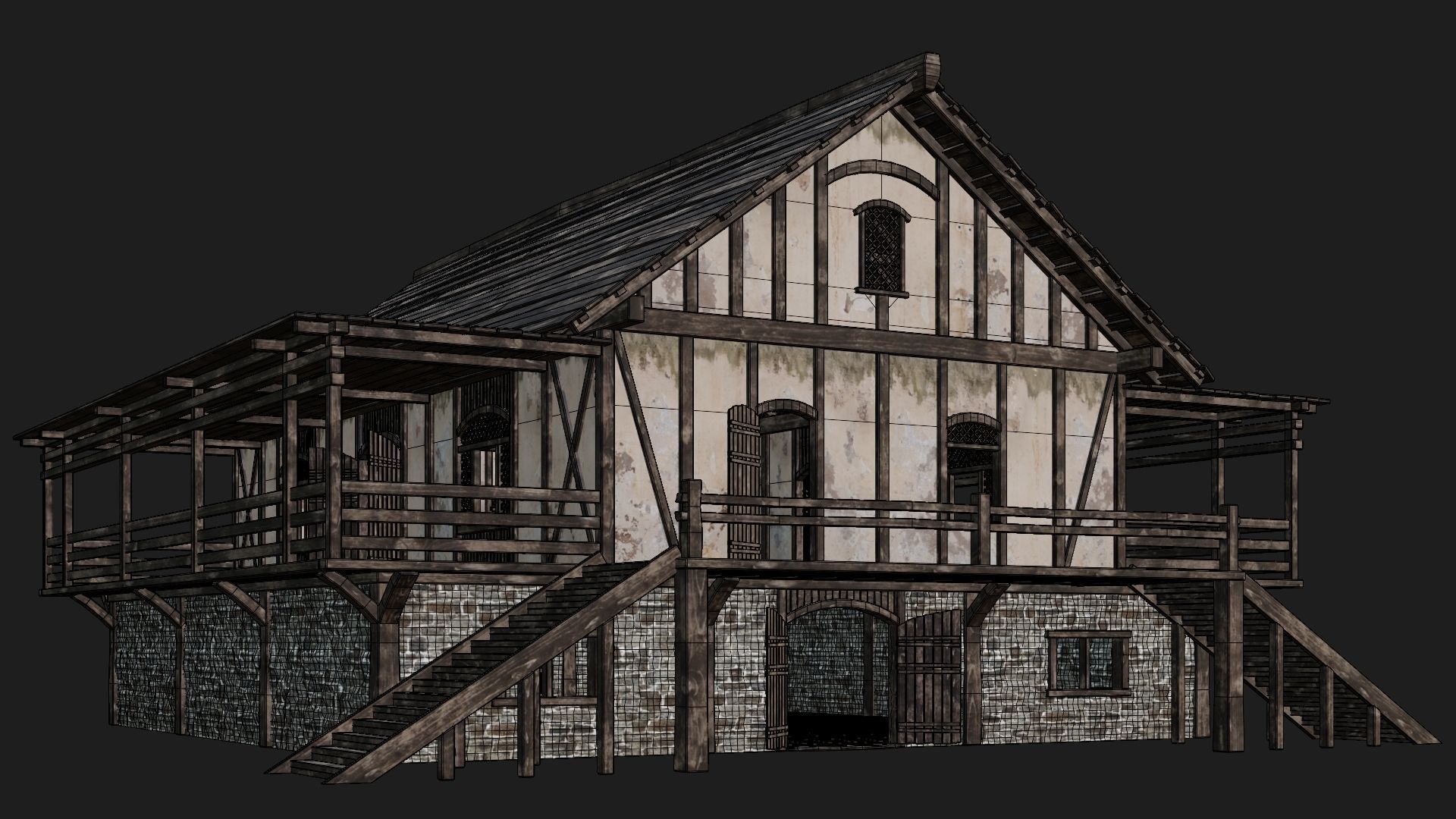 Old Medieval House 4K Textures GameReady 156 Low-poly 3D model_7