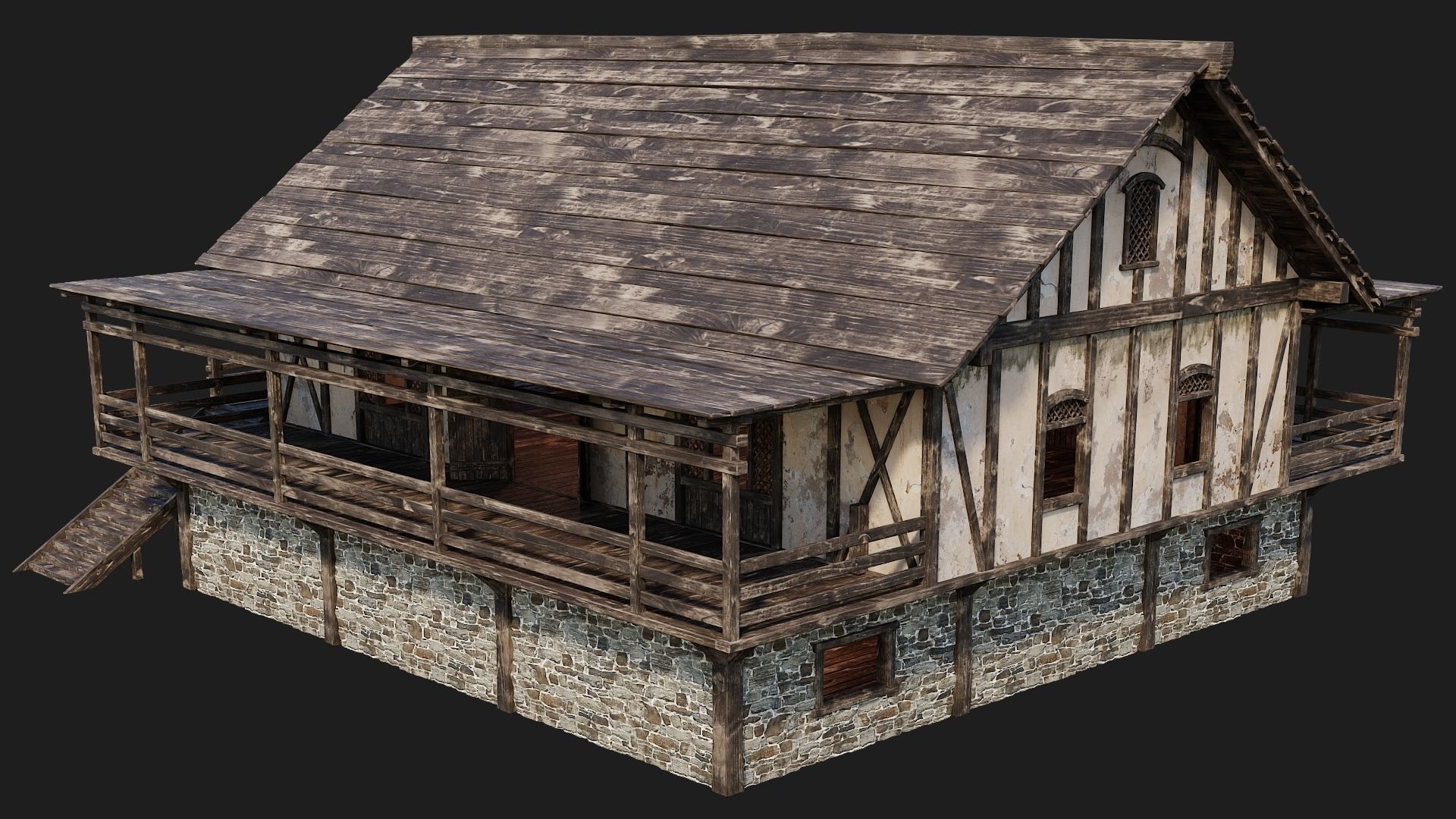 Old Medieval House 4K Textures GameReady 156 Low-poly 3D model_12