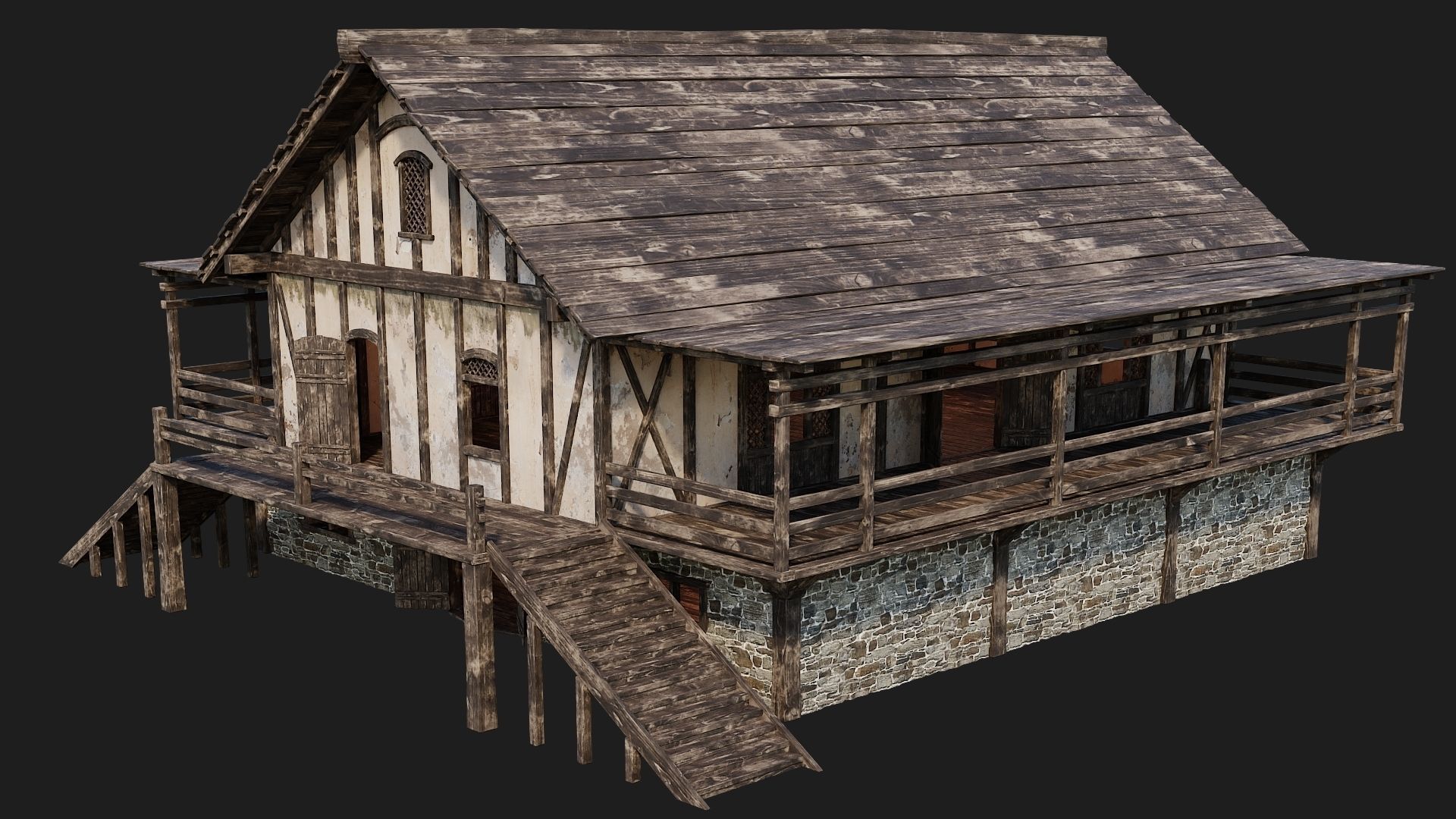 Old Medieval House 4K Textures GameReady 156 Low-poly 3D model_11