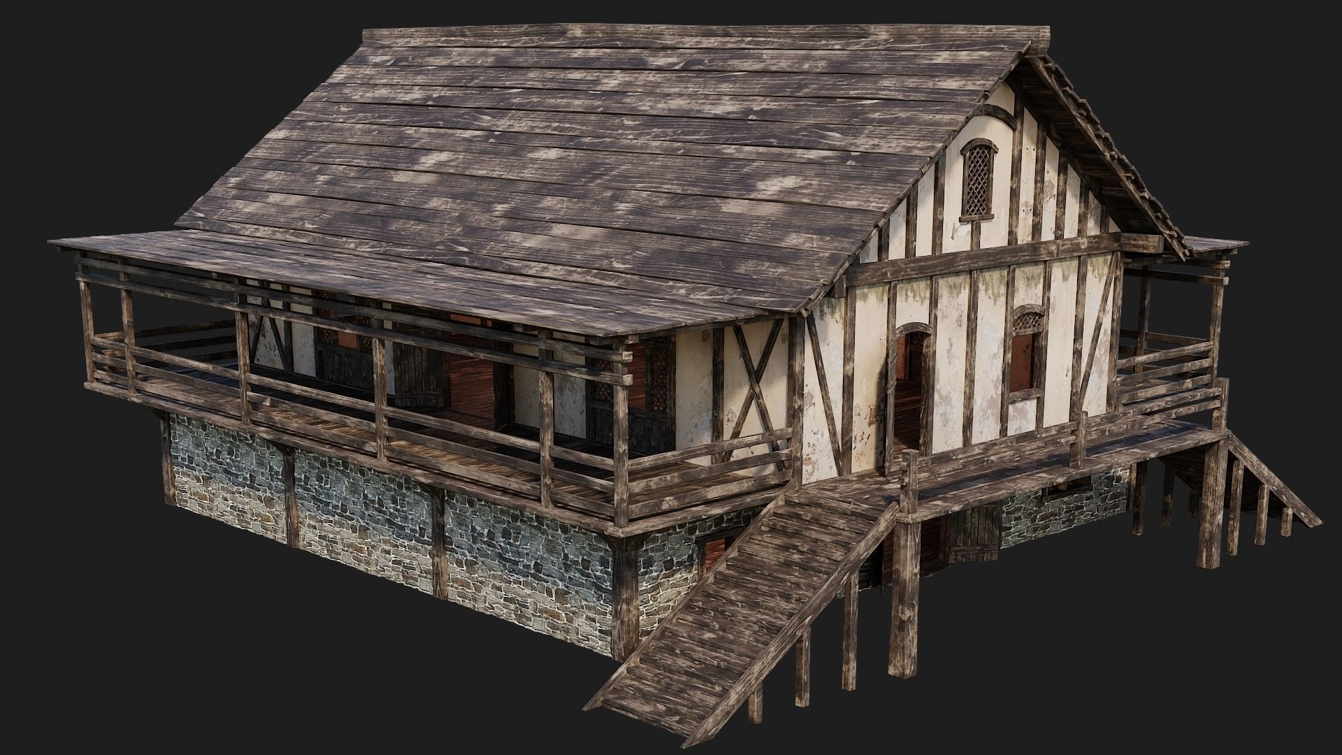 Old Medieval House 4K Textures GameReady 156 Low-poly 3D model_2