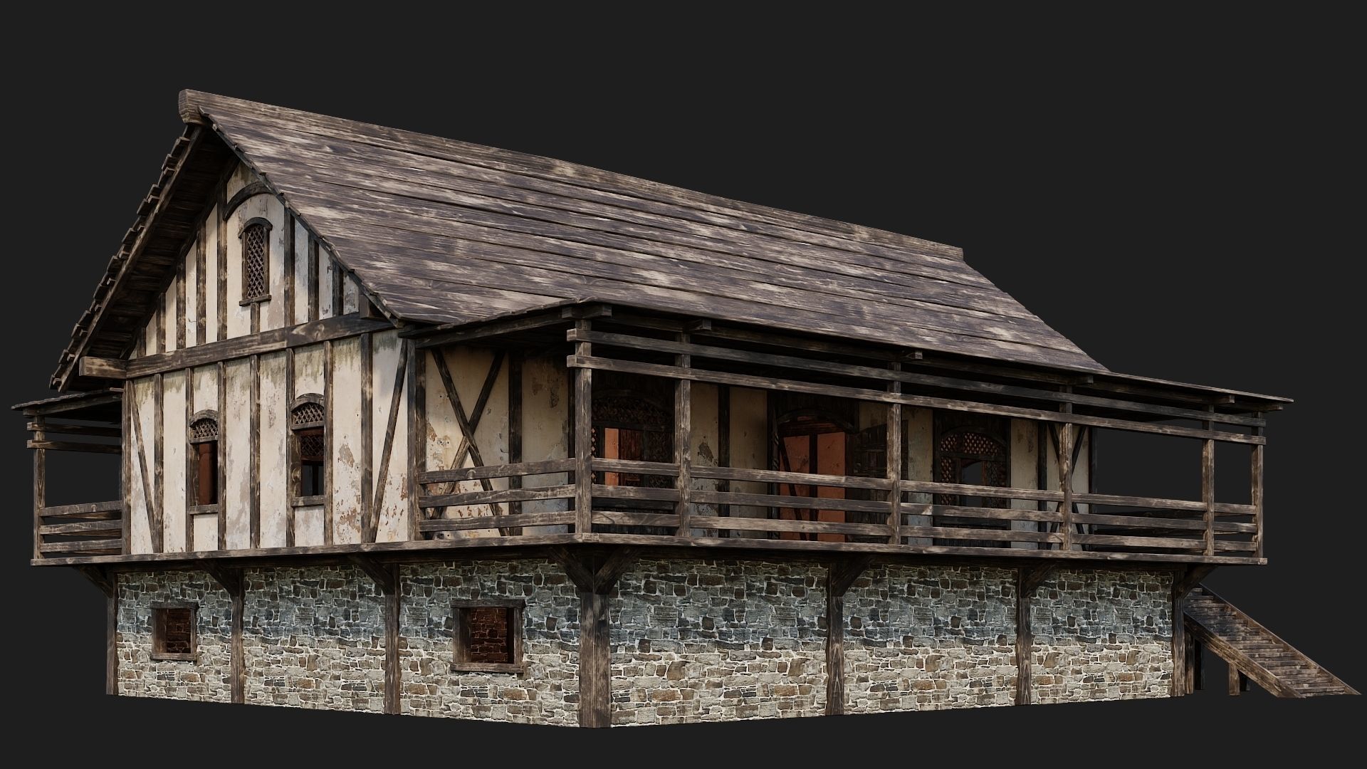 Old Medieval House 4K Textures GameReady 156 Low-poly 3D model_10