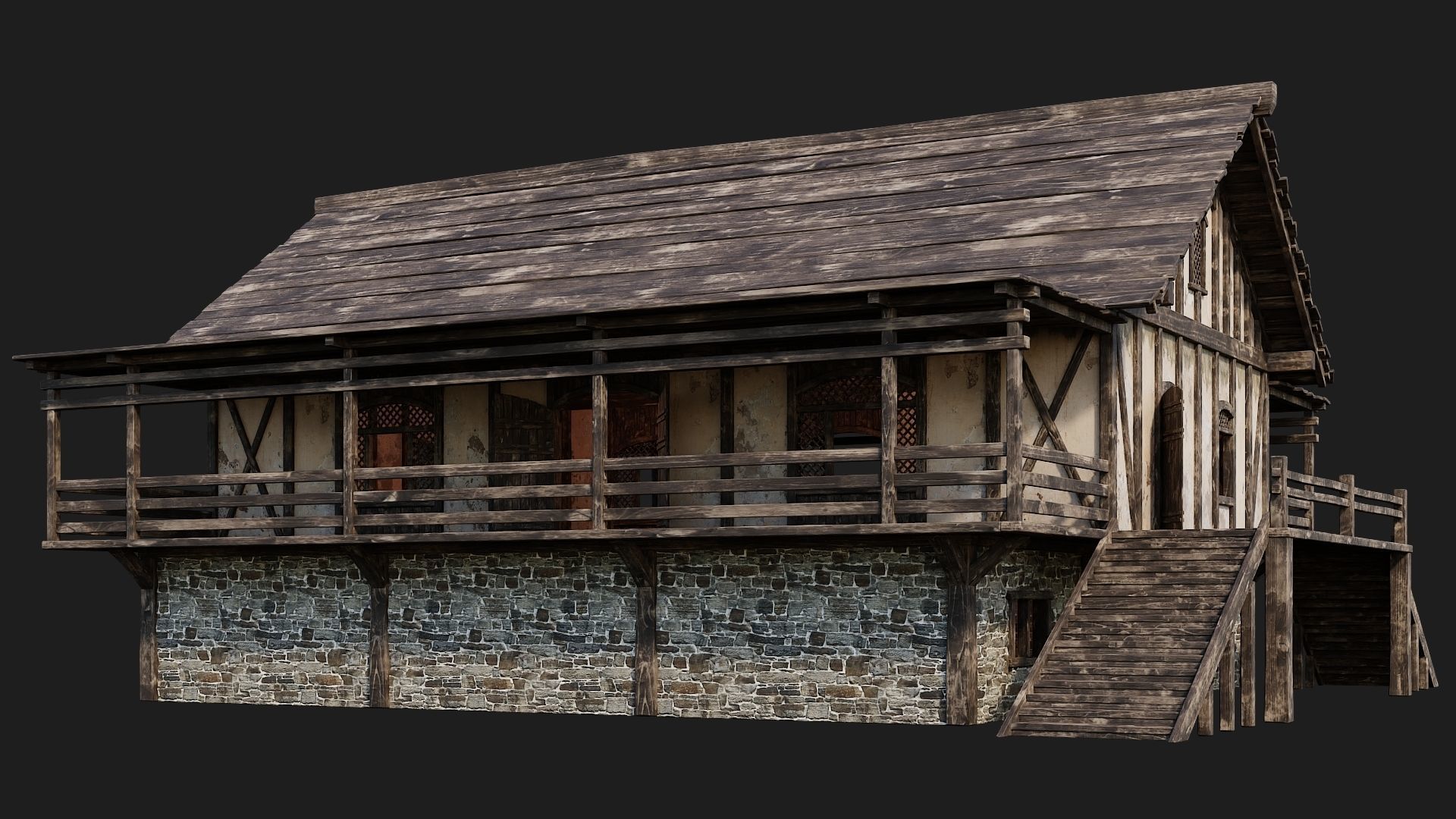 Old Medieval House 4K Textures GameReady 156 Low-poly 3D model_4