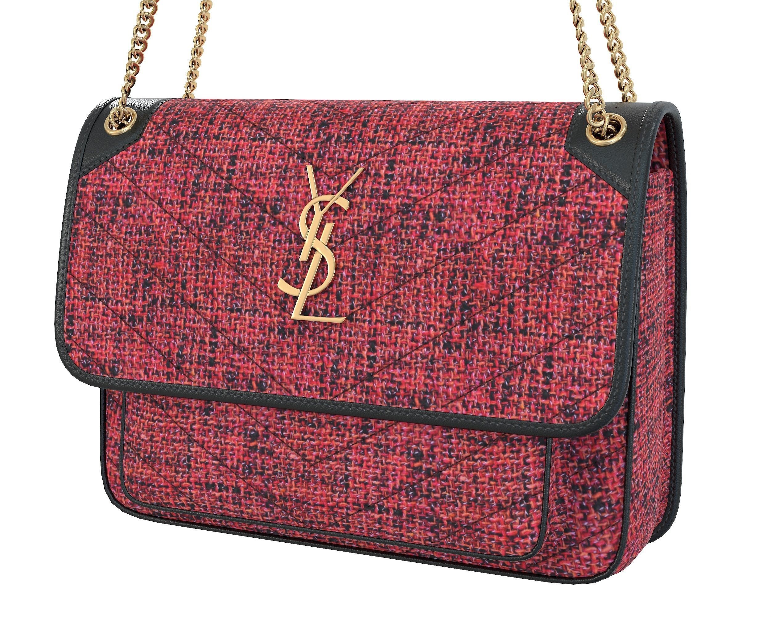 3D model YSL Saint Laurent Niki Bag Red Tweed VR / AR / lowpoly CGTrader