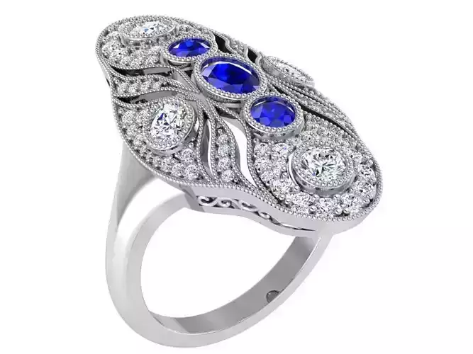 Swanky Blue and white Diamond ring 2635 3D print model 