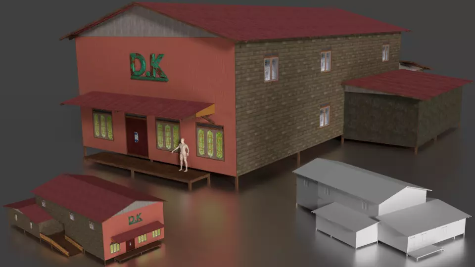 Rumah kayu panggung tingkat 003-004 3D model_0