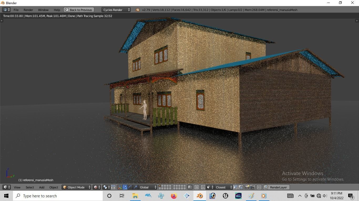 Rumah kayu panggung tingkat 003-004 3D model_6