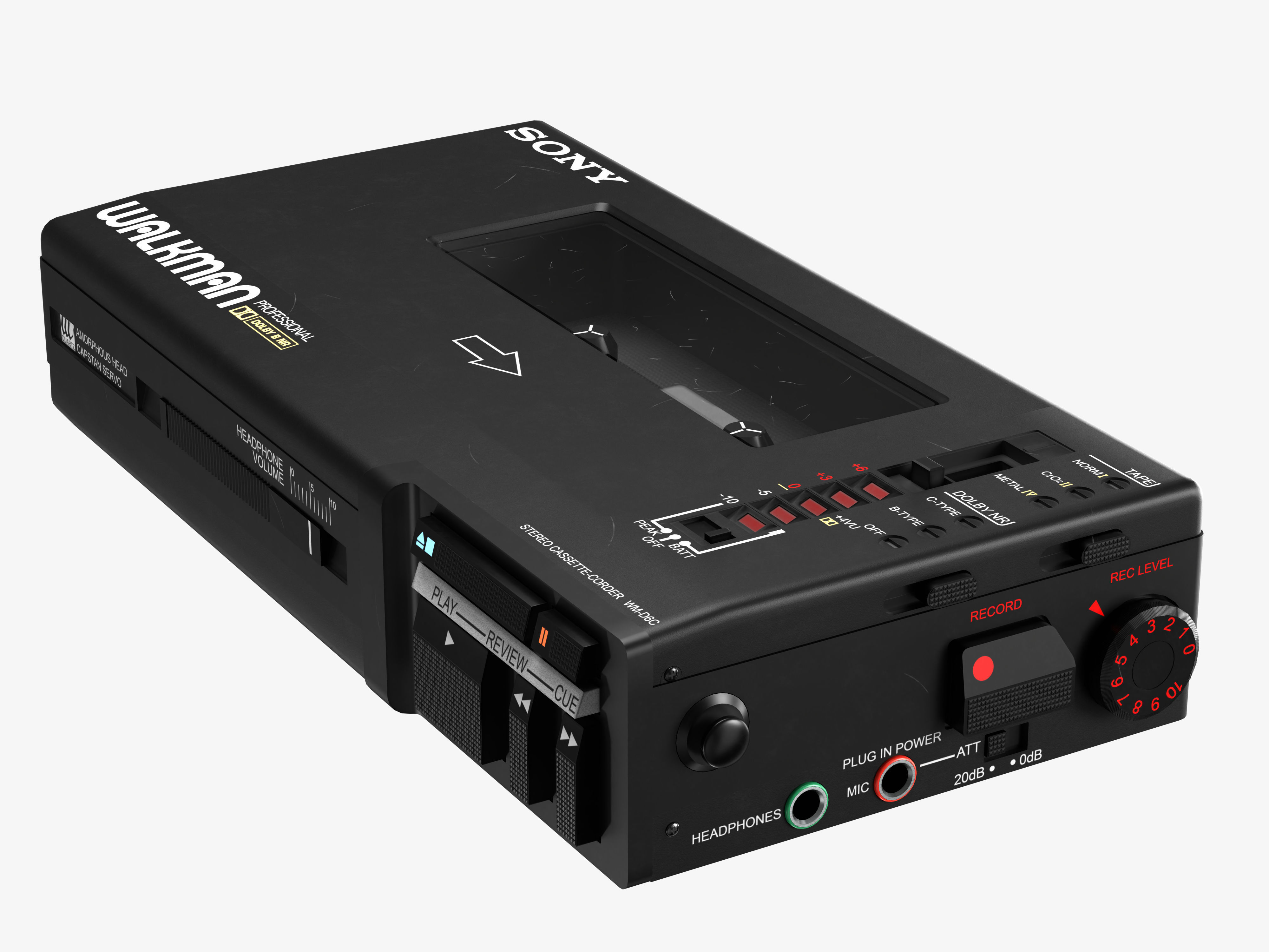 Used SonyWalkman-DC6 Portable Stereo Cassette Recorder Low-poly 3D model_4