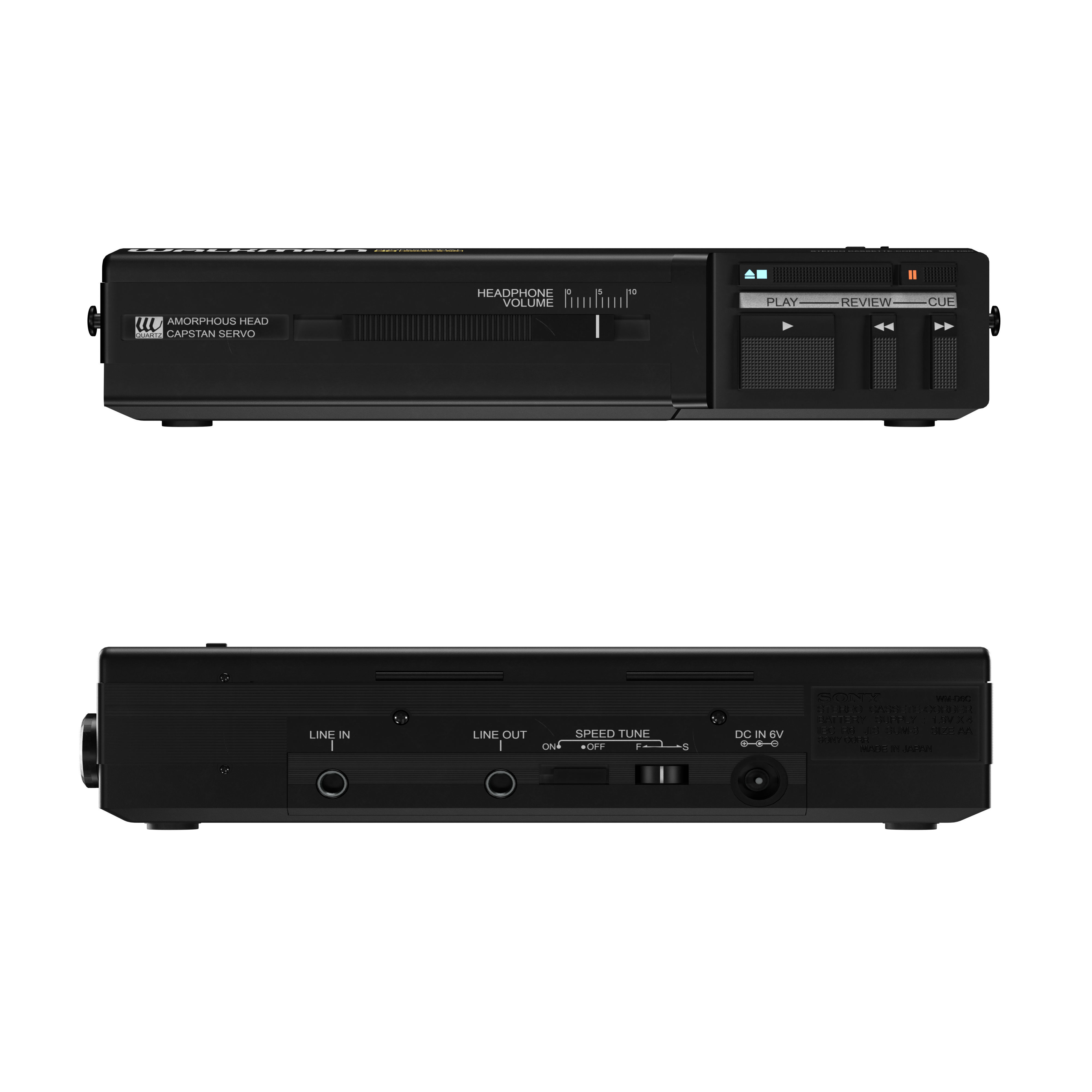 Used SonyWalkman-DC6 Portable Stereo Cassette Recorder Low-poly 3D model_6