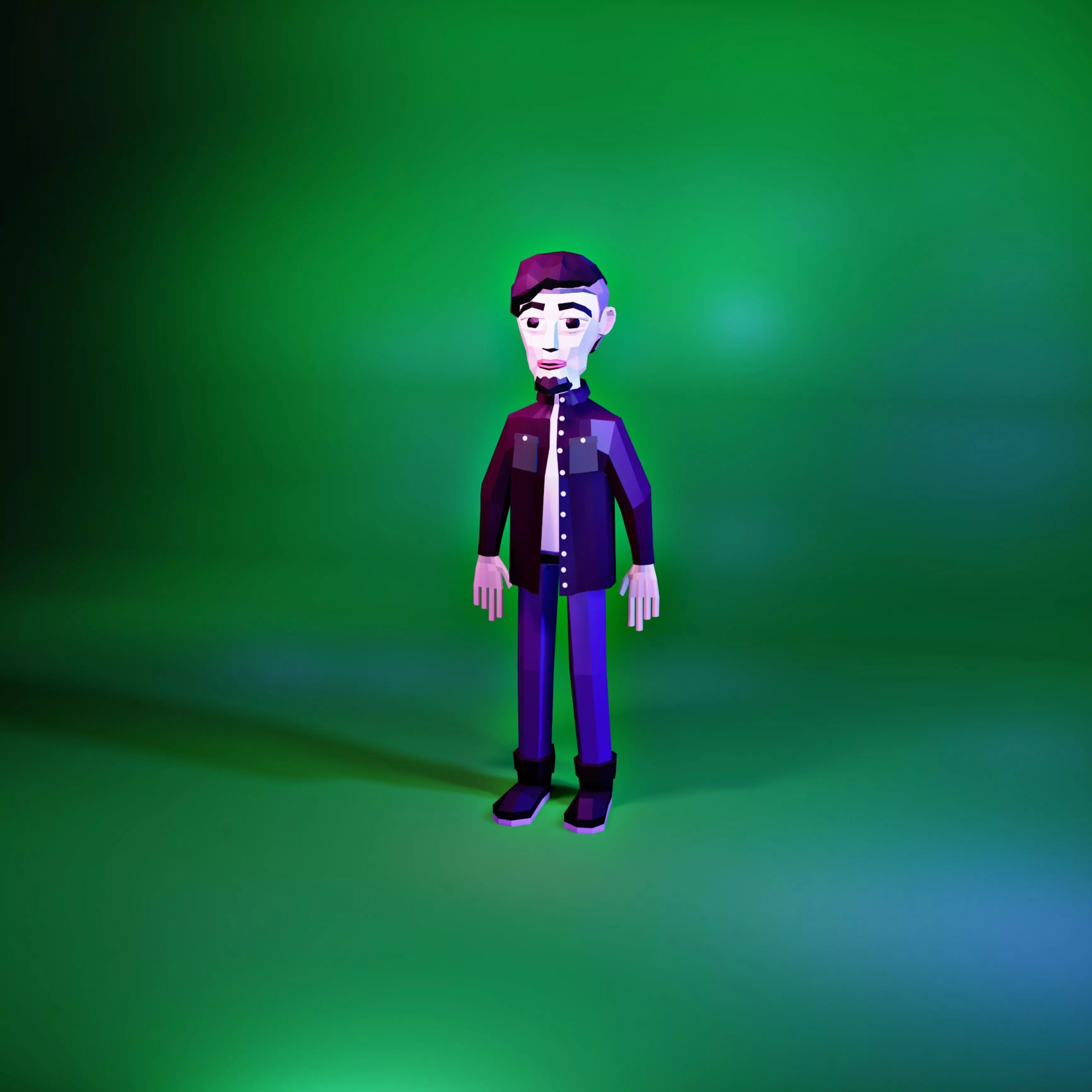 low poly character cartoon Low-poly 3D model_0