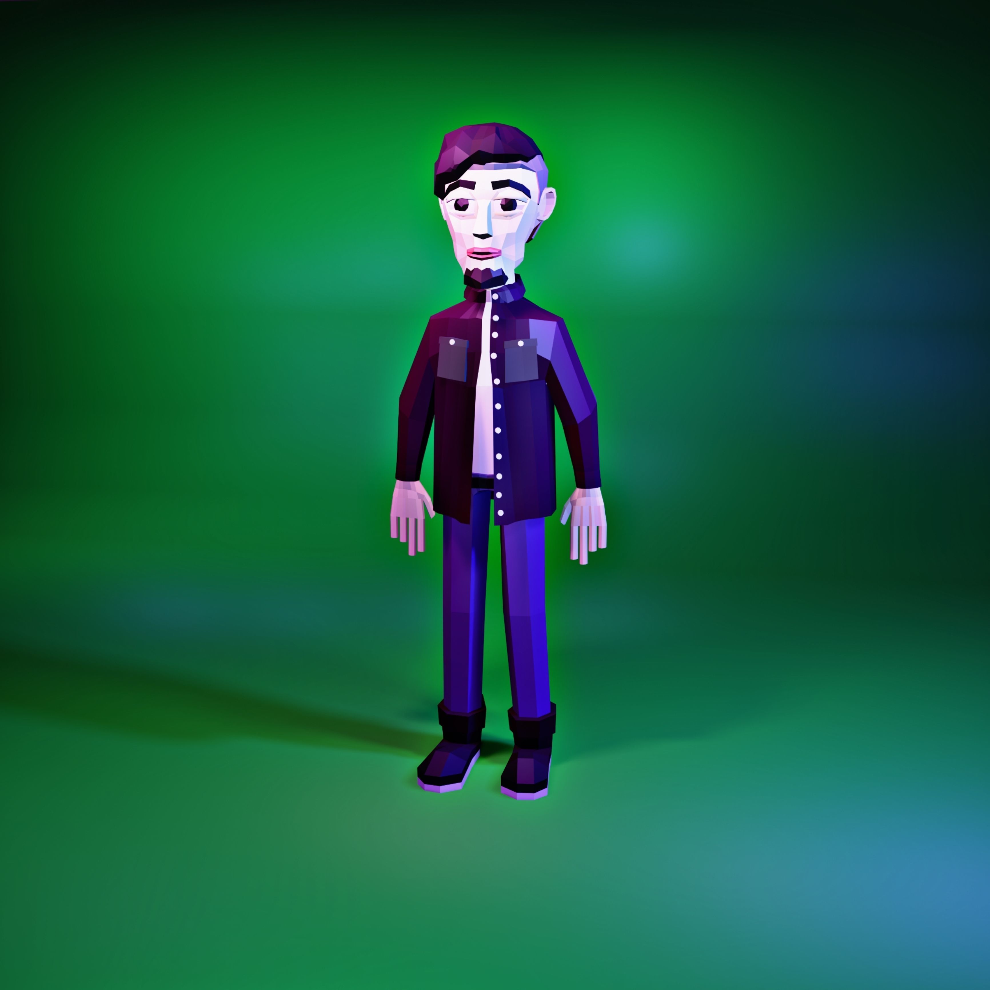 low poly character cartoon Low-poly 3D model_1