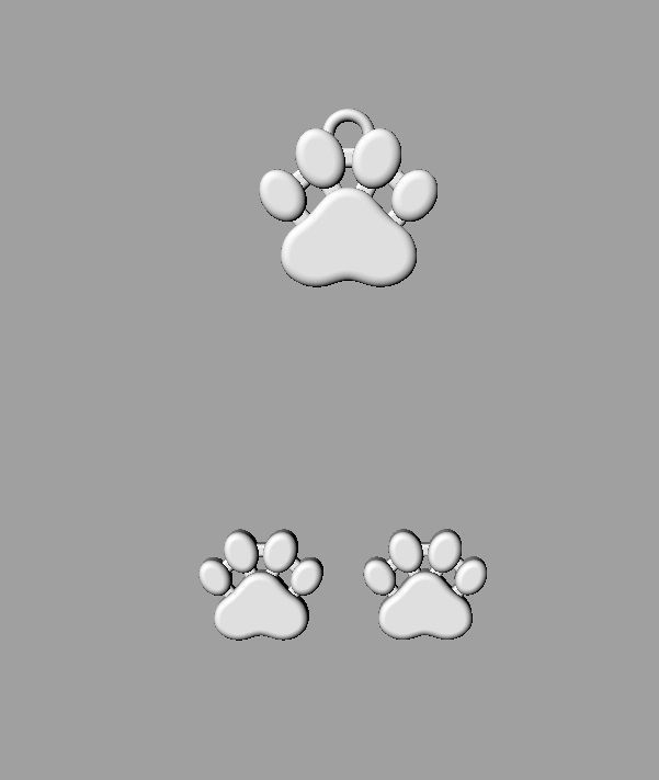 Paw Ring  Earrings Pendant  3D Model Collection_12