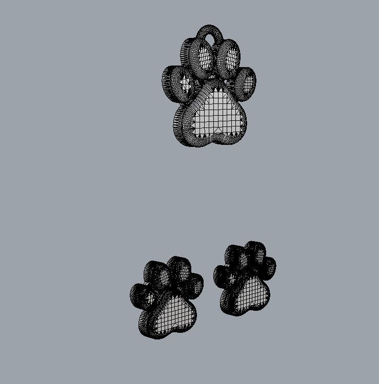 Paw Ring  Earrings Pendant  3D Model Collection_13