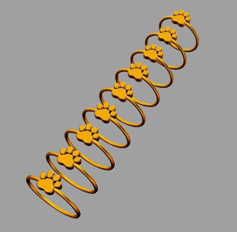 Paw Ring  Earrings Pendant  3D Model Collection_11