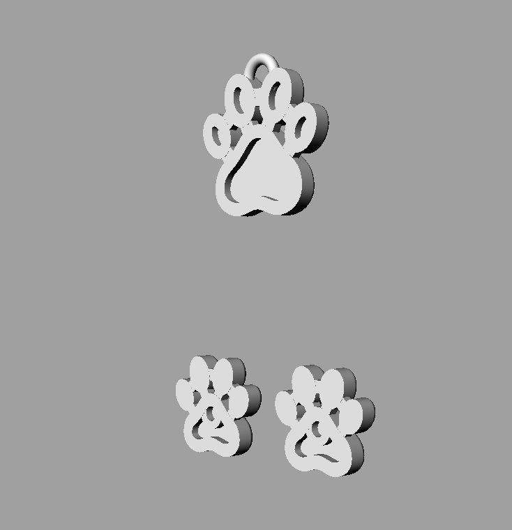 Paw Ring  Earrings Pendant  3D Model Collection_16