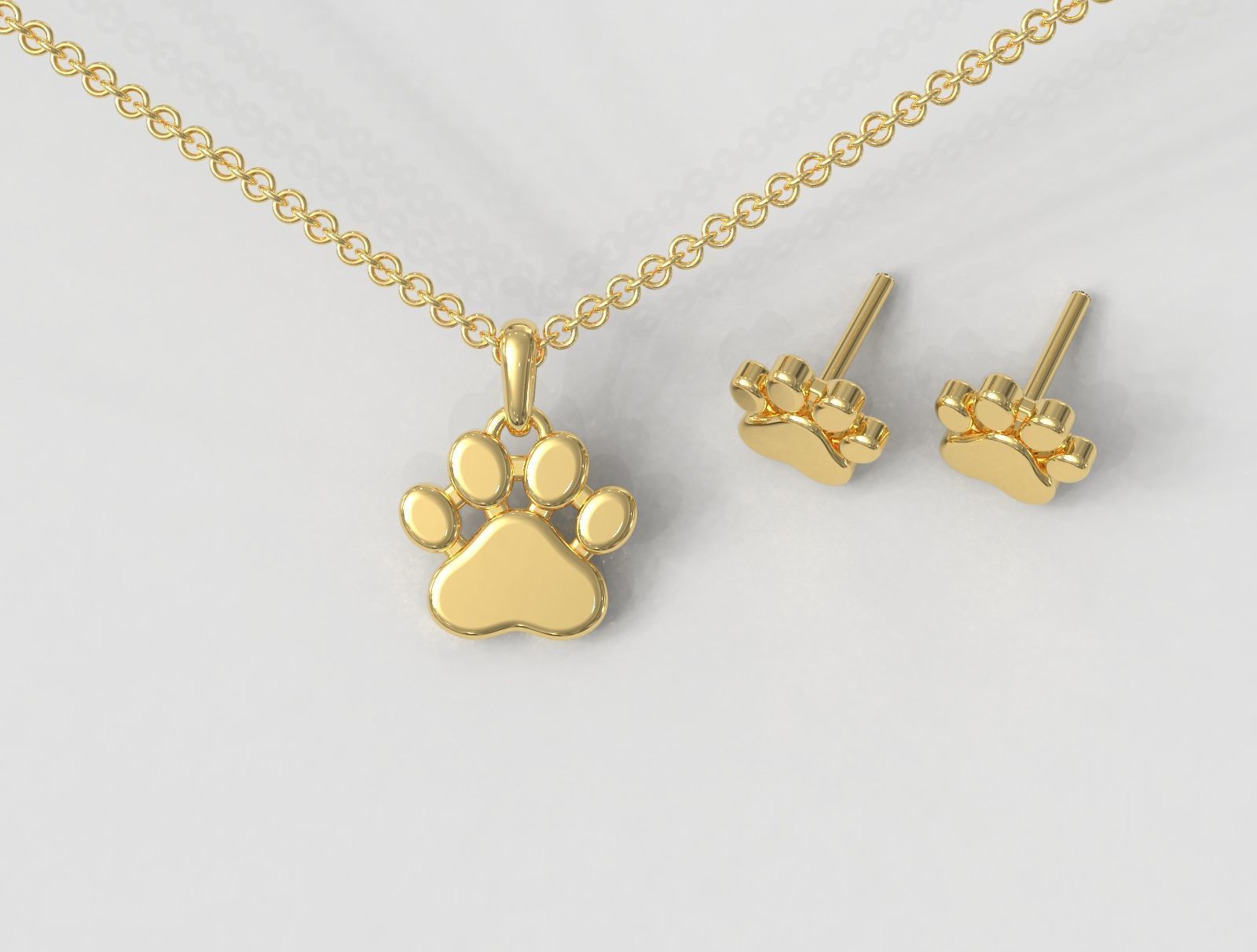 Paw Ring  Earrings Pendant  3D Model Collection_5