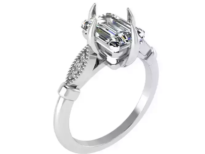Square diamond ring 2649 3D print model 