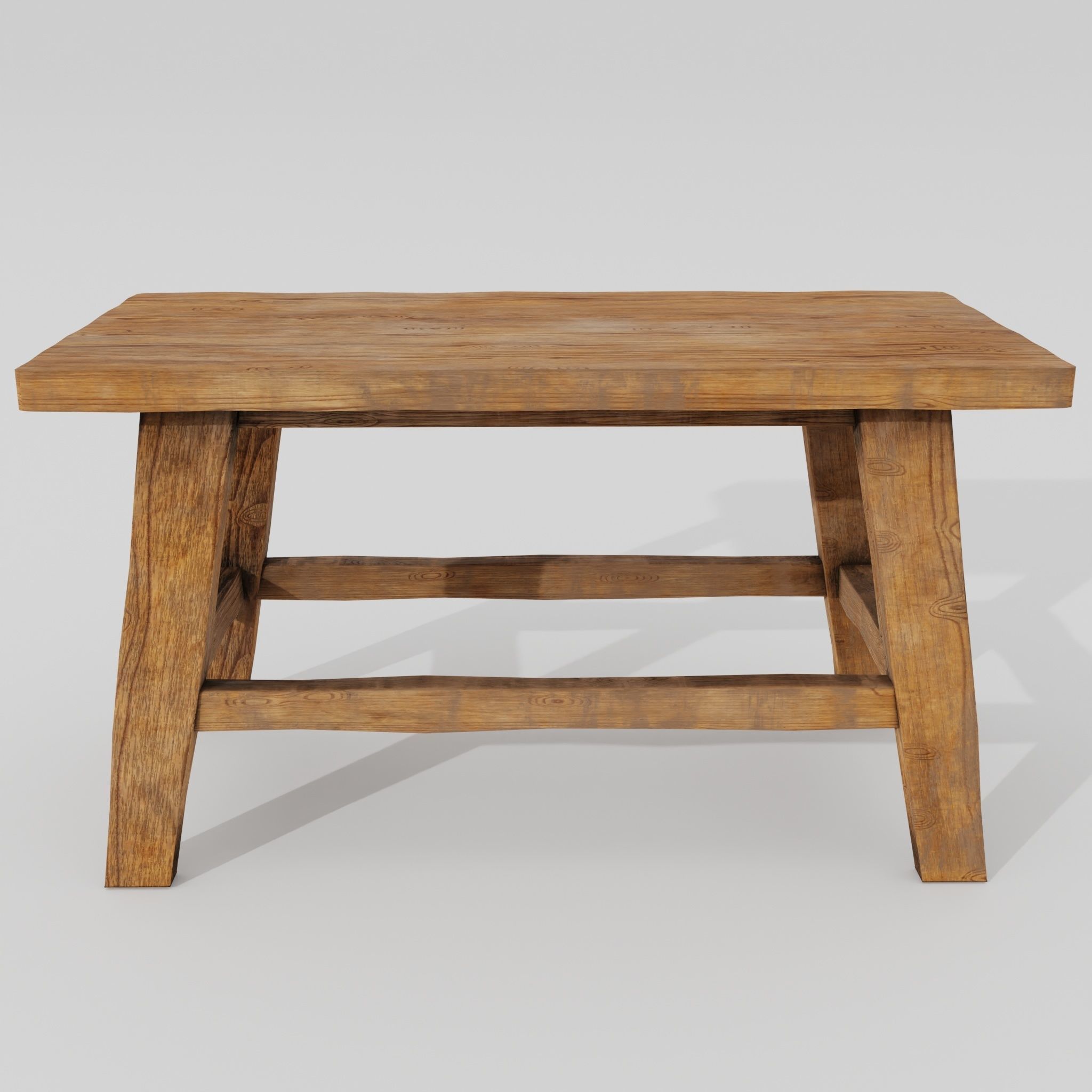 Wooden stool 02 3D model_1