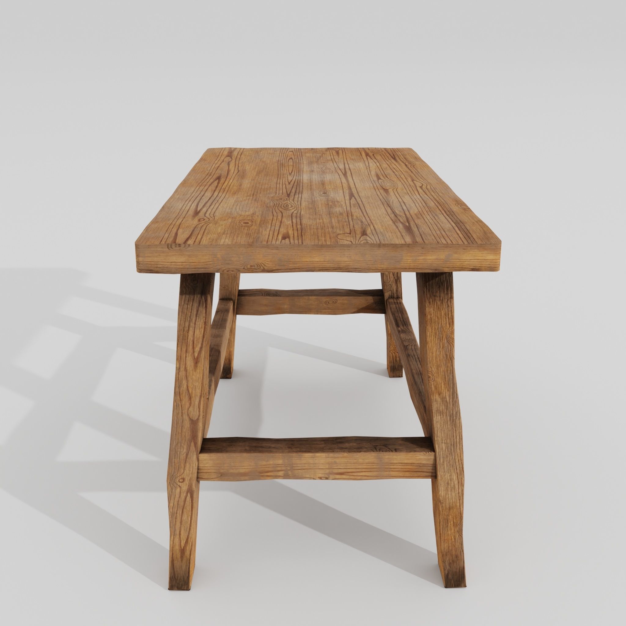 Wooden stool 02 3D model_7