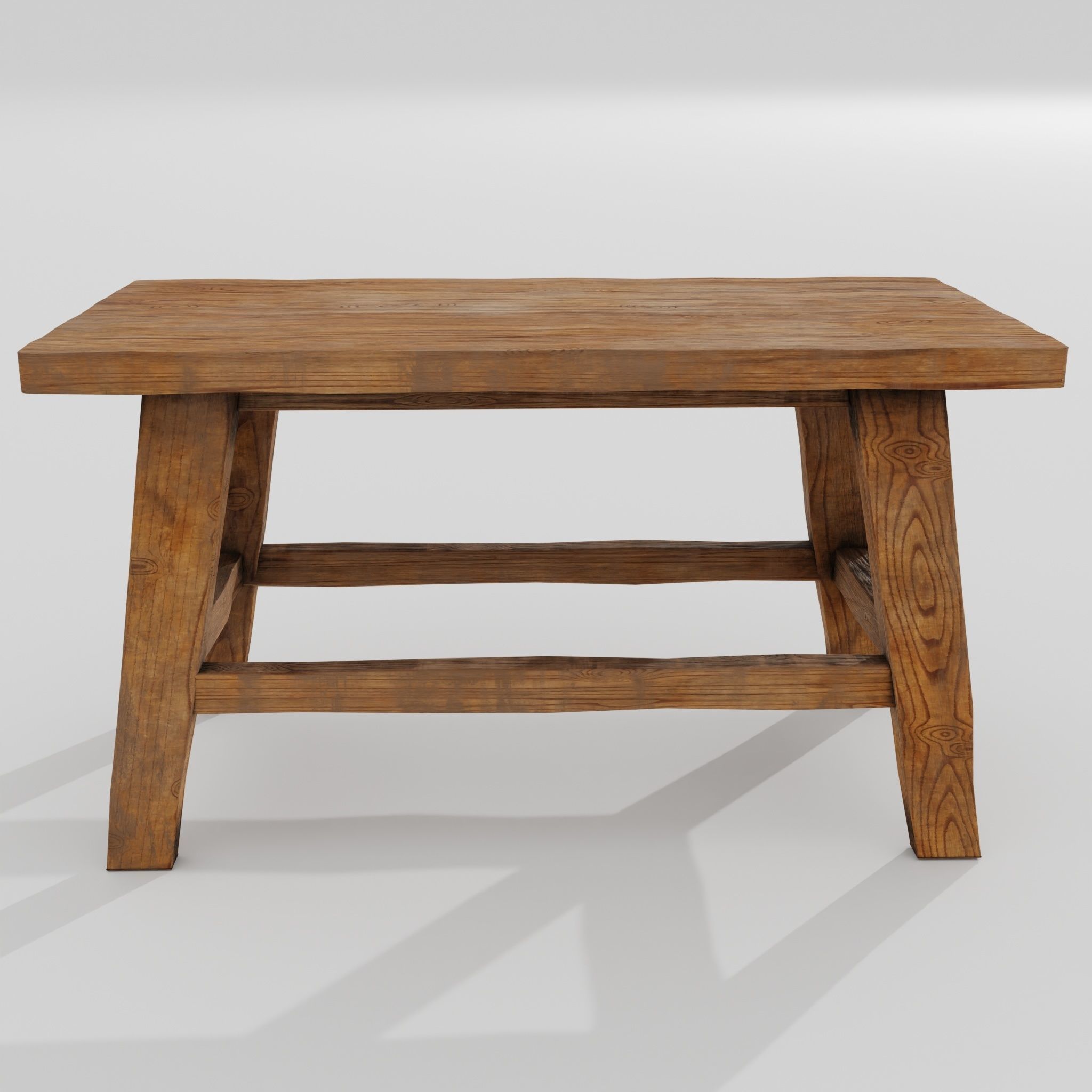 Wooden stool 02 3D model_5