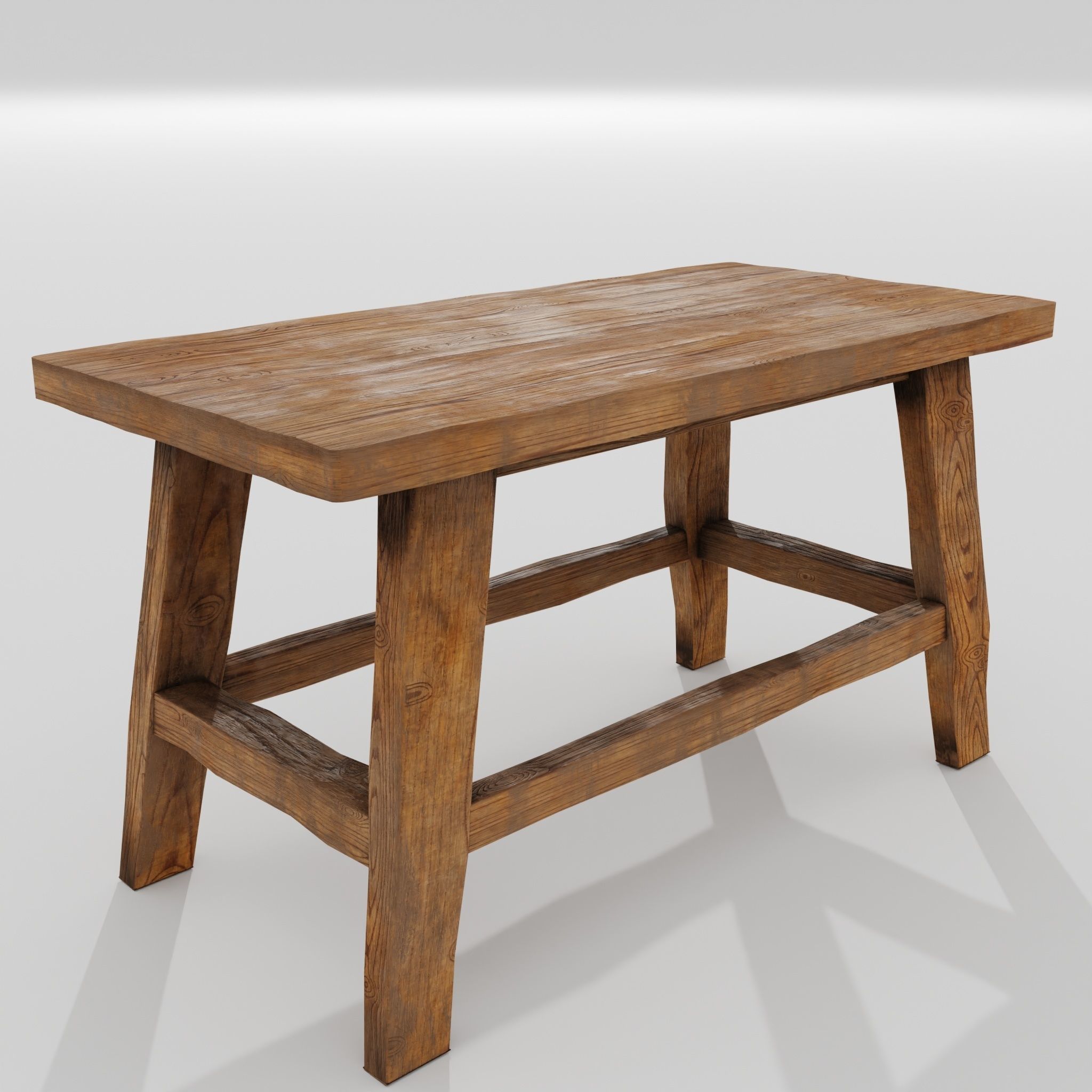 Wooden stool 02 3D model_4