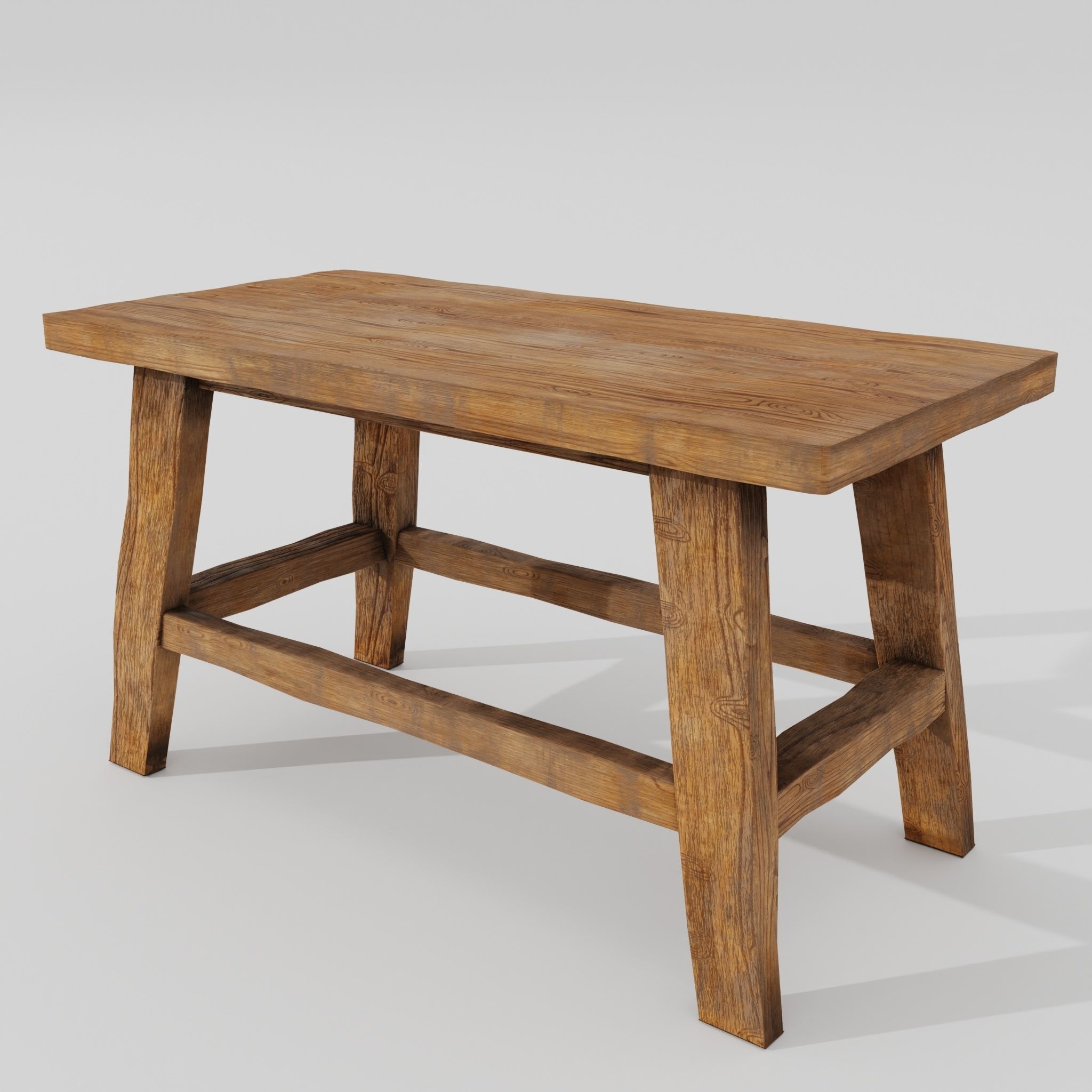 Wooden stool 02 3D model_2