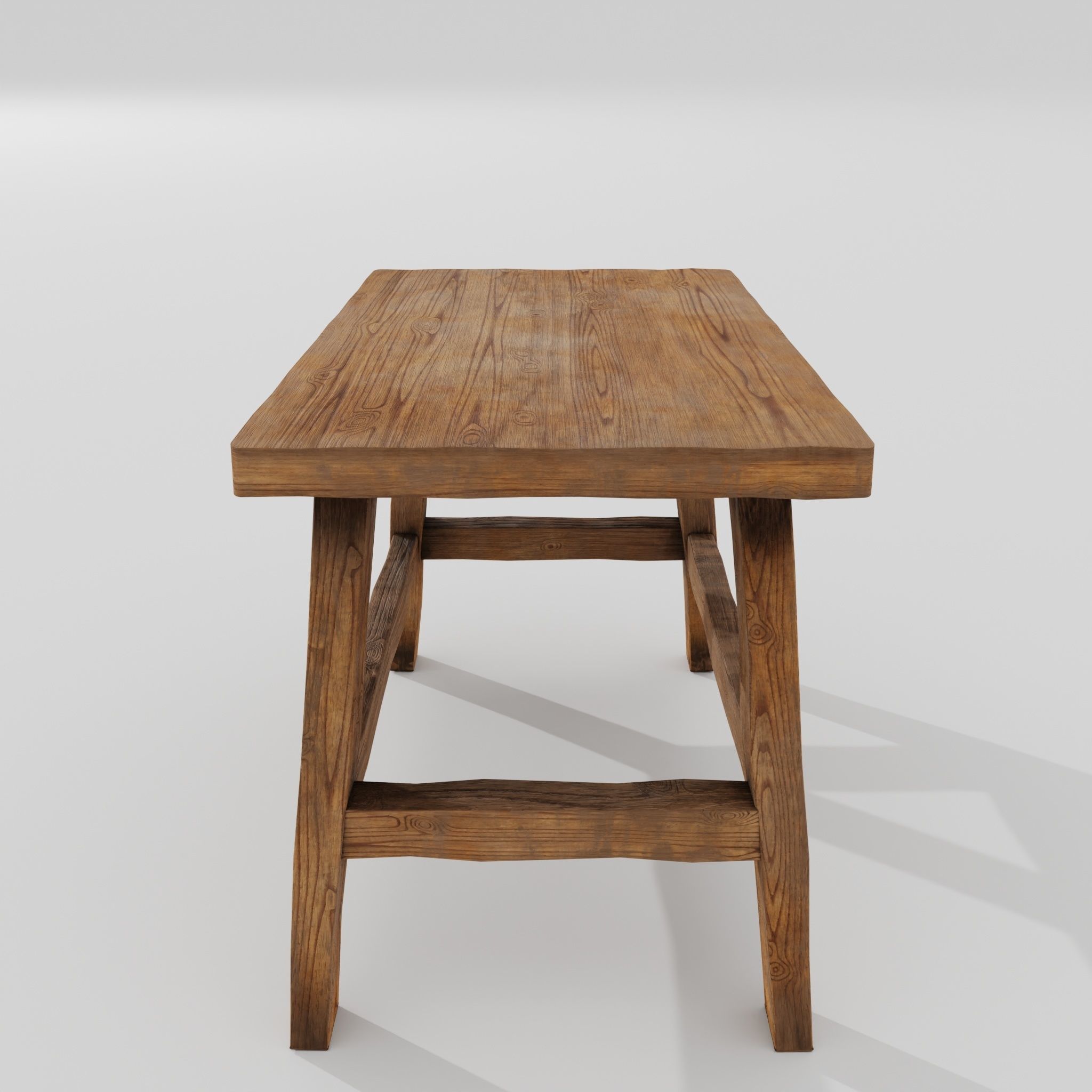 Wooden stool 02 3D model_3
