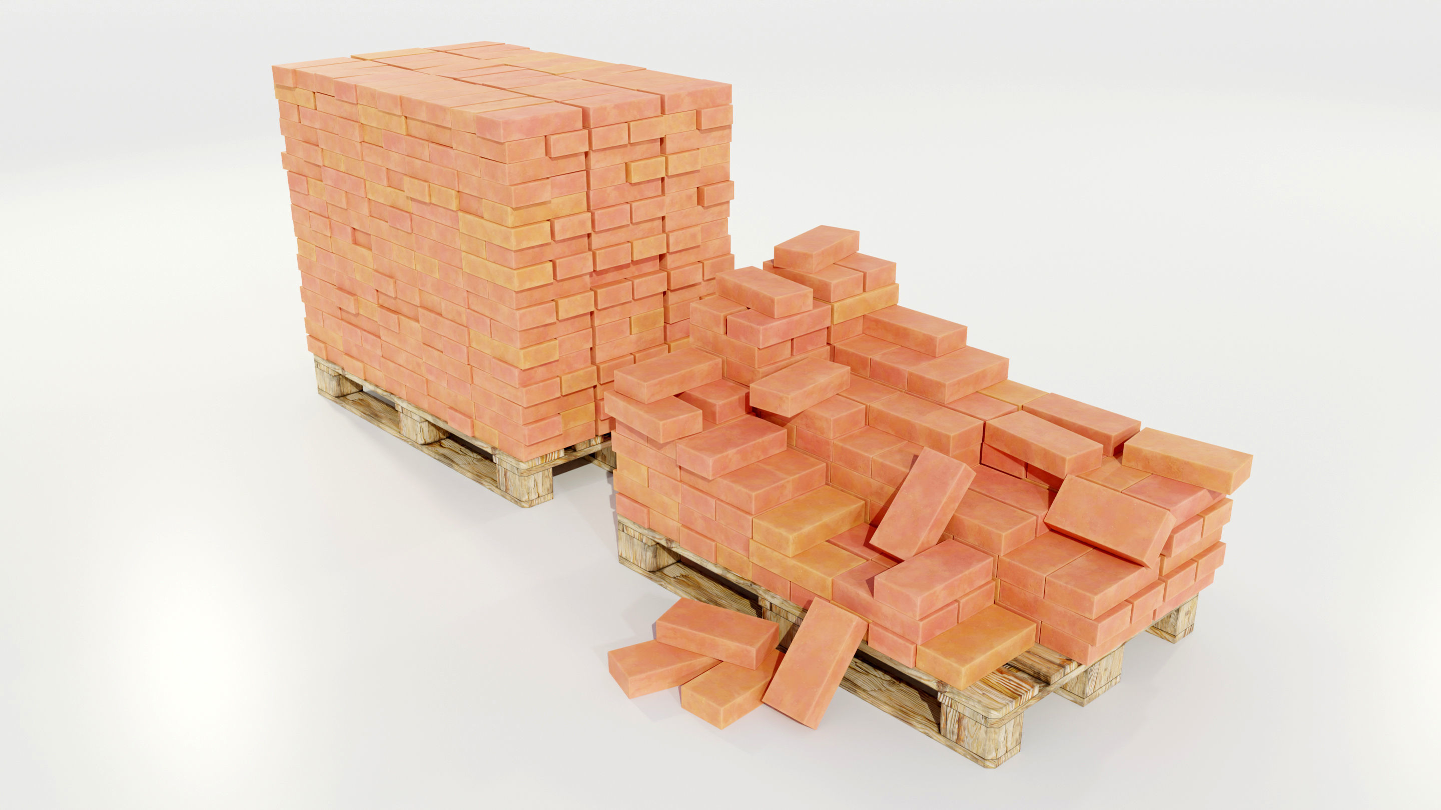 Pallet with Bricks 3D model_3