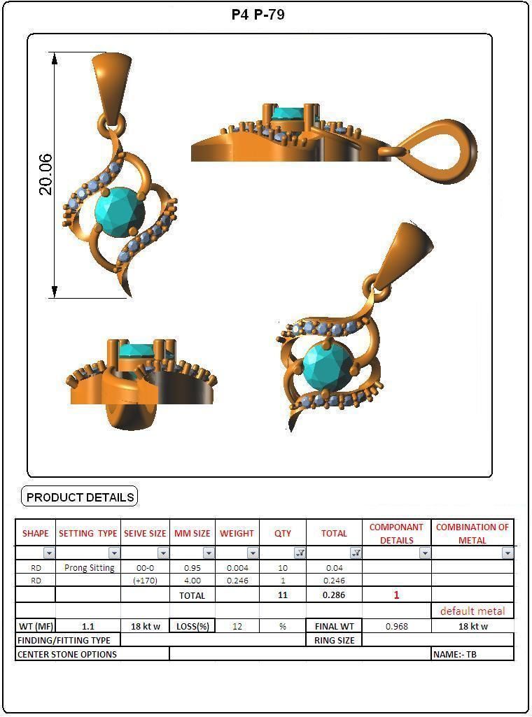 Women light weight pendant 3dm stl render detail 3D print model_3