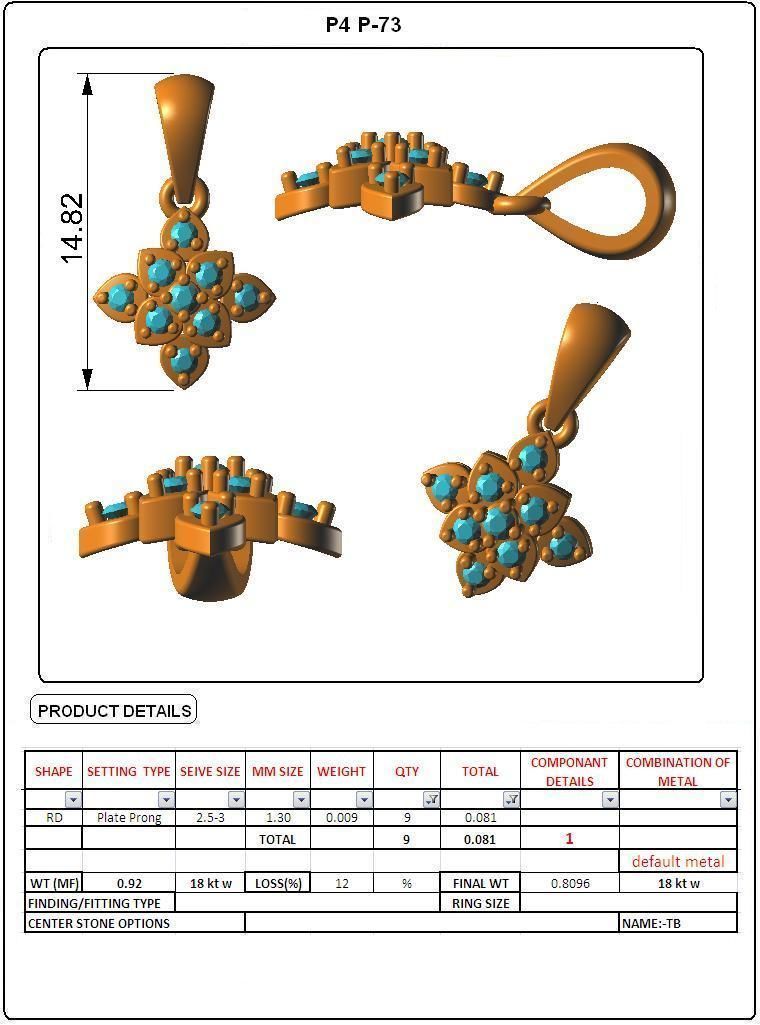 Women Flower light weight pendant 3dm stl render detail 3D print model_3