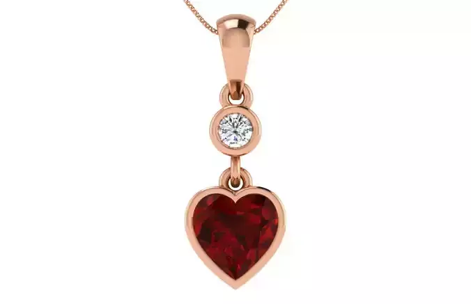 Women Ruby Heart light weight pendant 3dm stl render detail