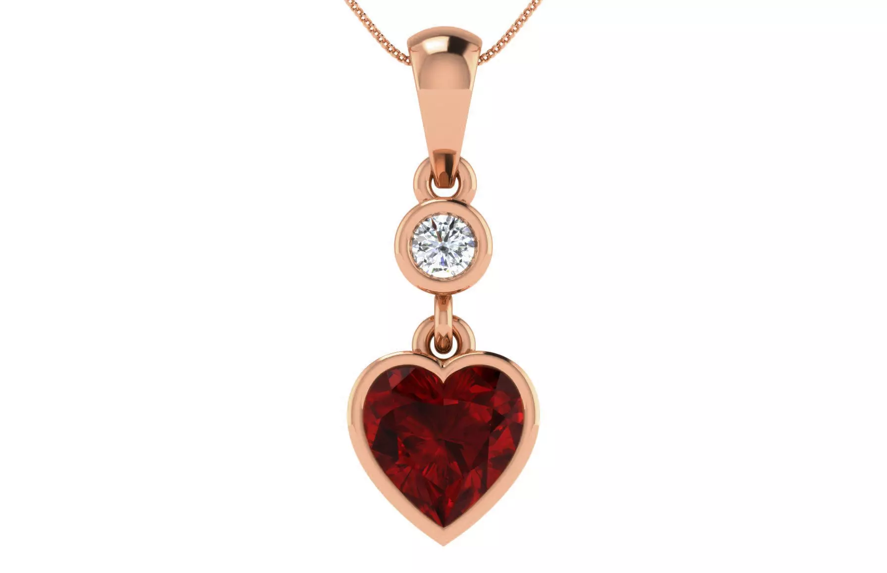 Women Ruby Heart light weight pendant 3dm stl render detail 3D print model_0