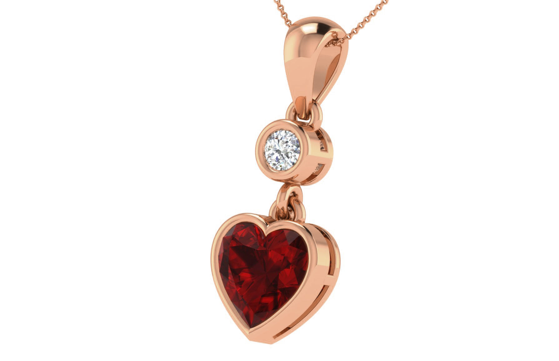 Women Ruby Heart light weight pendant 3dm stl render detail 3D print model_1