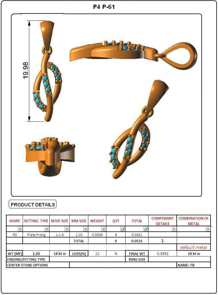 Women light weight pendant 3dm stl render detail 3D print model_4
