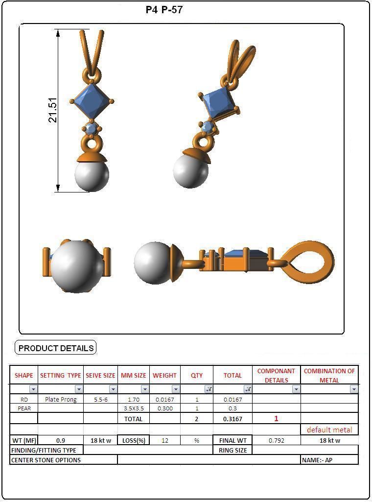 Women light weight pendant 3dm stl render detail 3D print model_1
