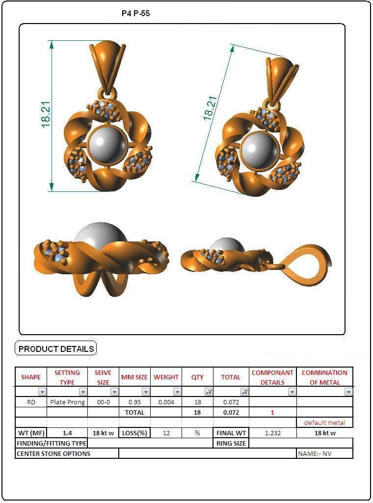 Women light weight pendant 3dm stl render detail 3D print model_3