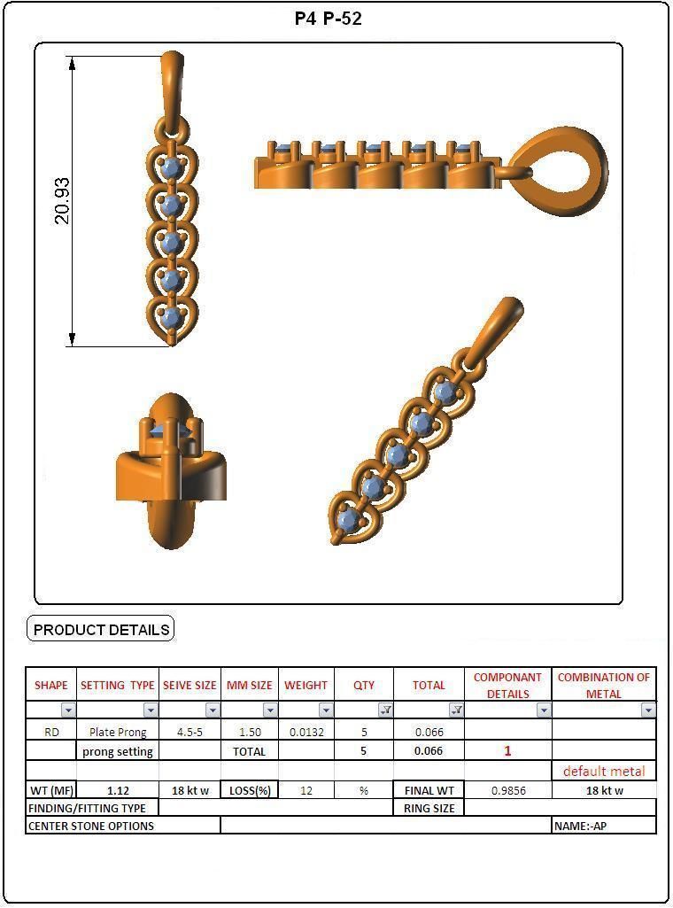 Women light weight pendant 3dm stl render detail 3D print model_3