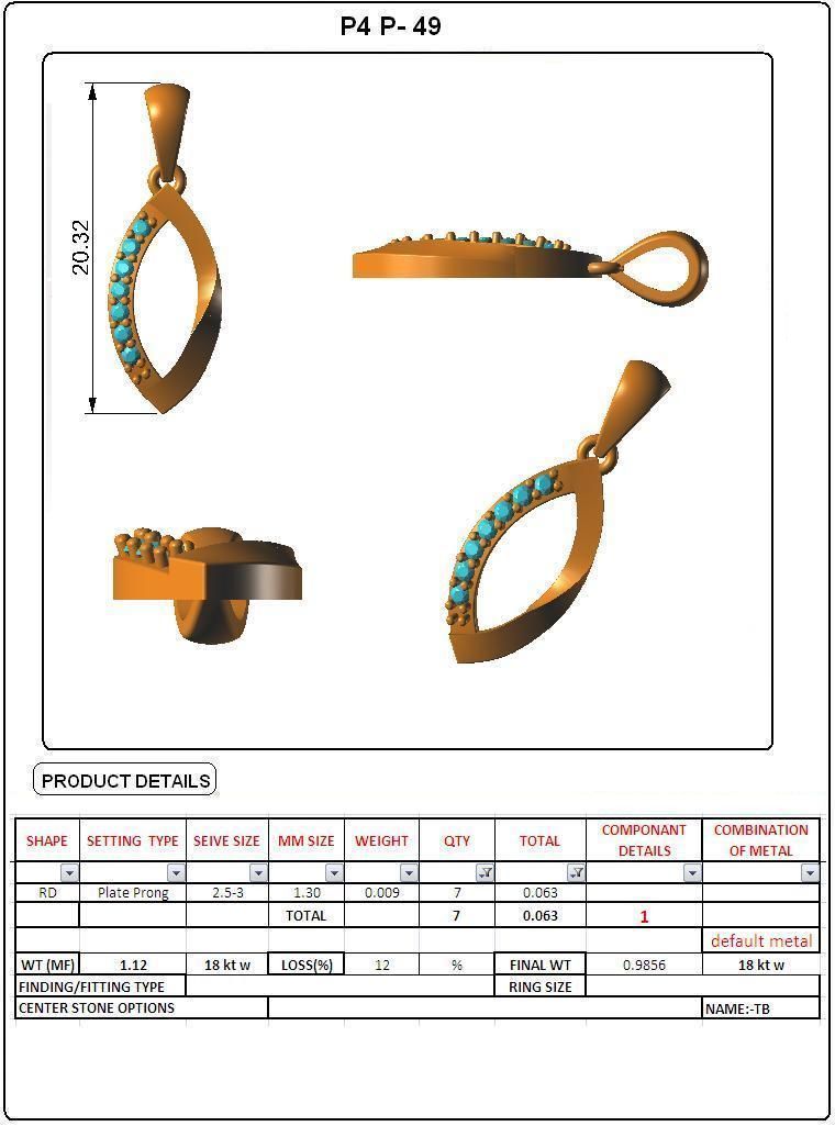 Women light weight pendant 3dm stl render detail 3D print model_1