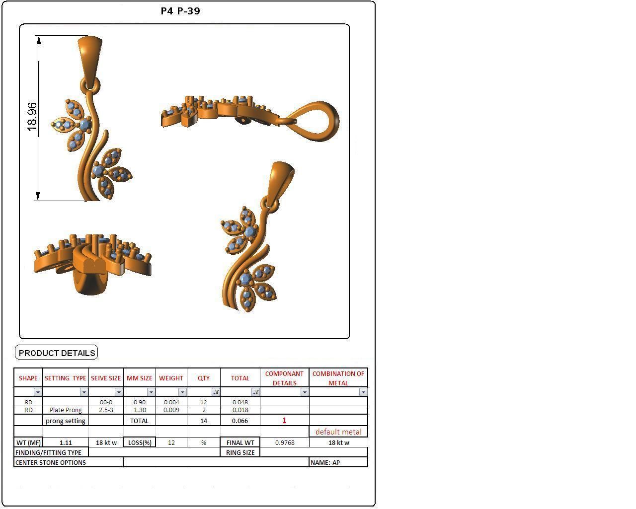 Women light weight pendant 3dm stl render detail 3D print model_3