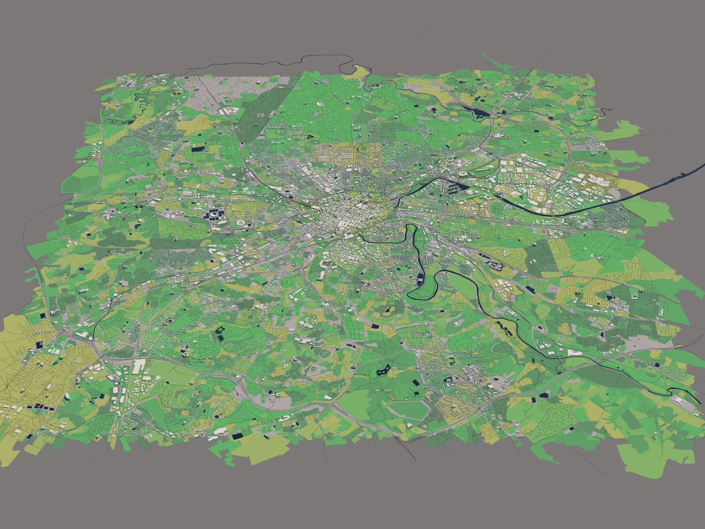 Manchester UK 25x25km City Map 3D model_10