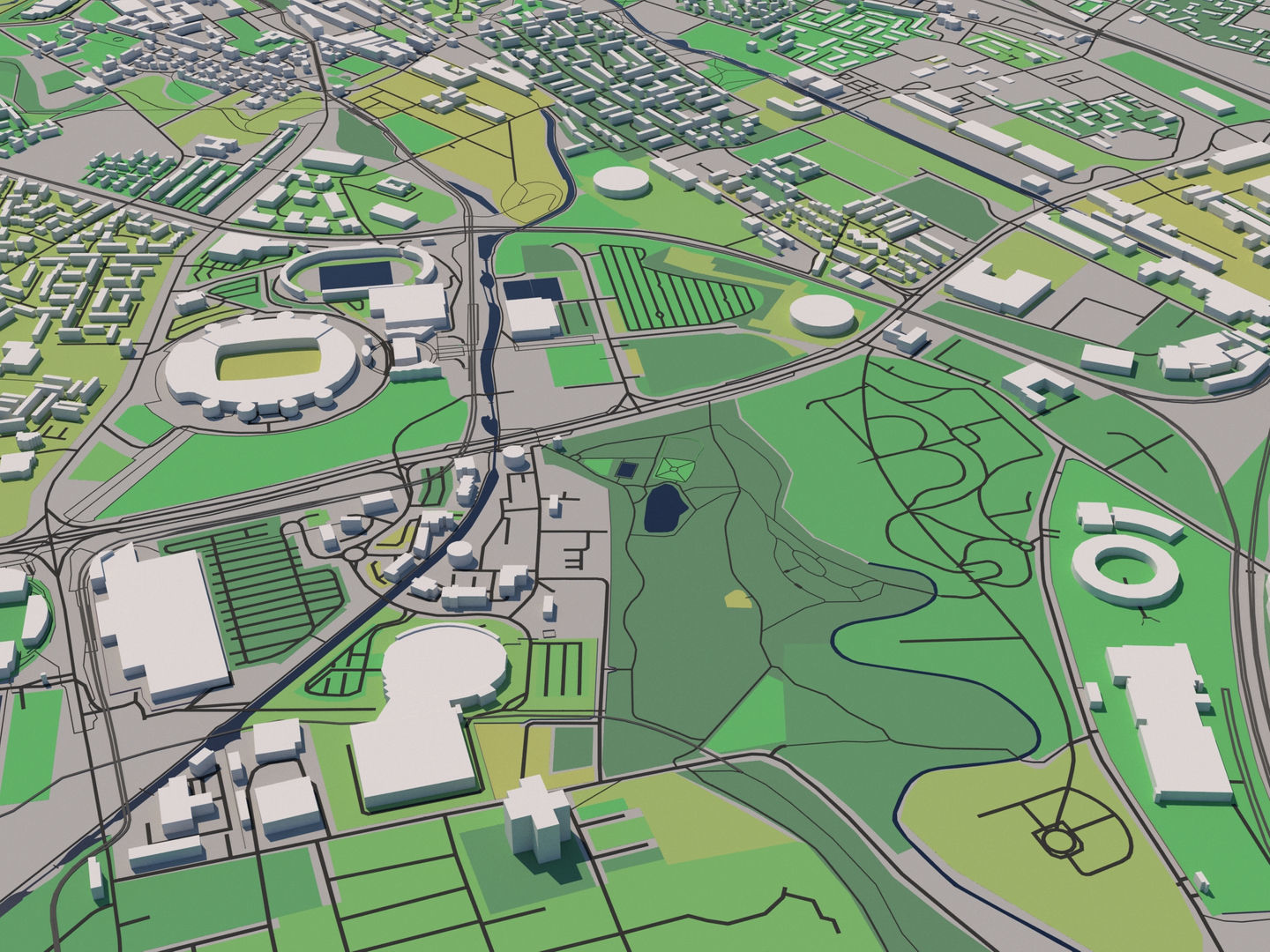 Manchester UK 25x25km City Map 3D model_3