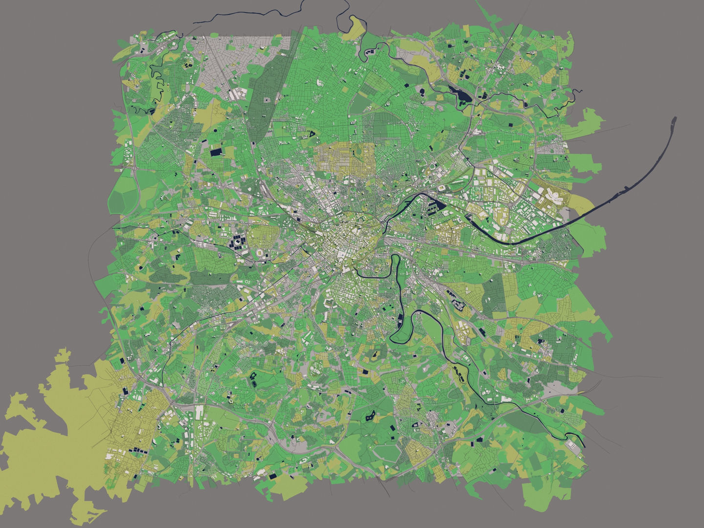 Manchester UK 25x25km City Map 3D model_11