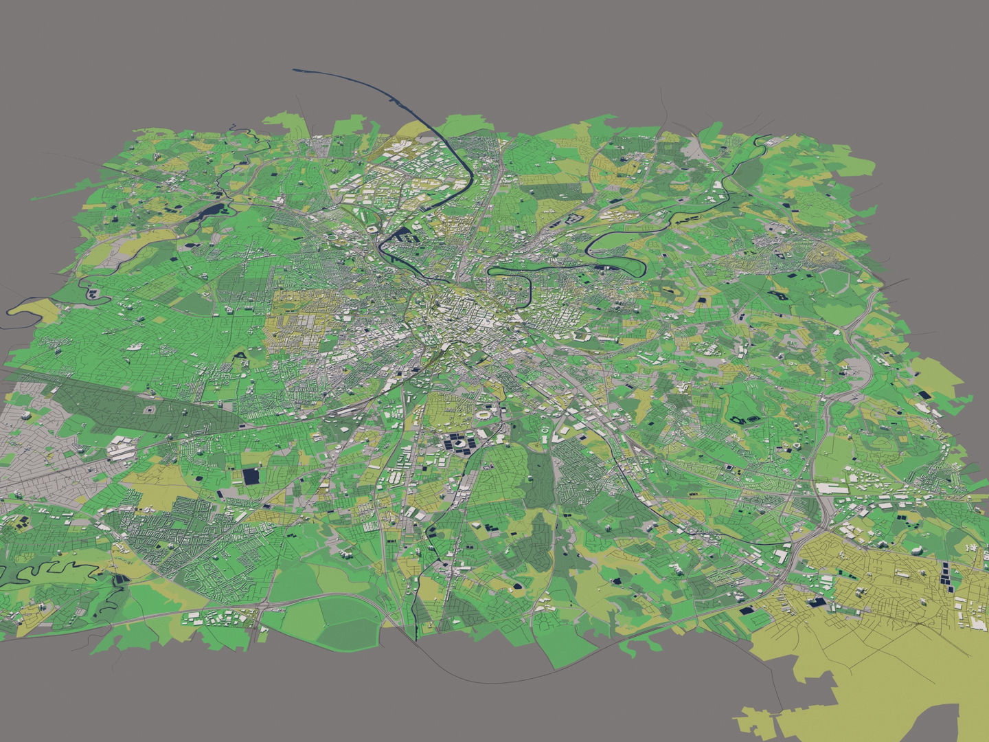 Manchester UK 25x25km City Map 3D model_12