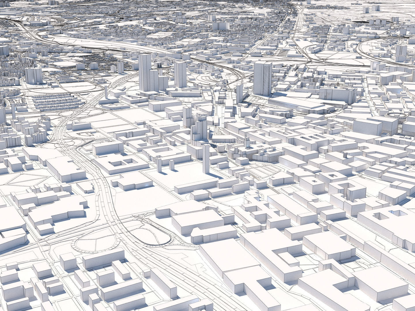 Manchester UK 25x25km City Map 3D model_9