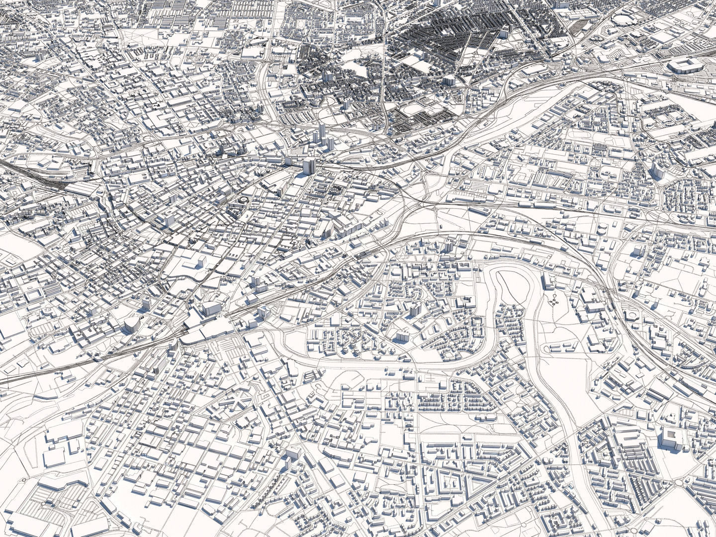 Manchester UK 25x25km City Map 3D model_7