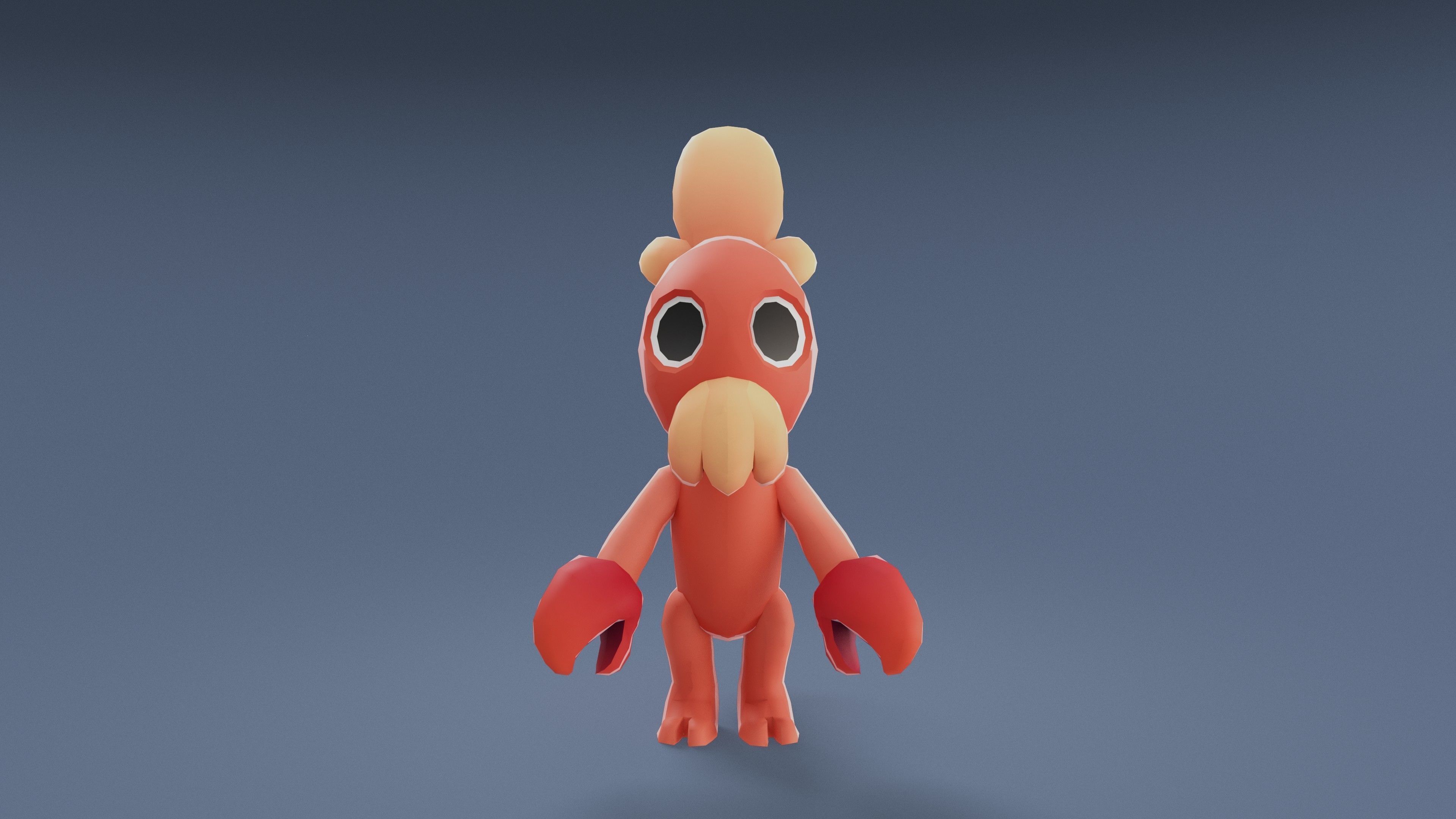 Cartoon Characters - Small Lobster Warrior Low-poly 3D model_13